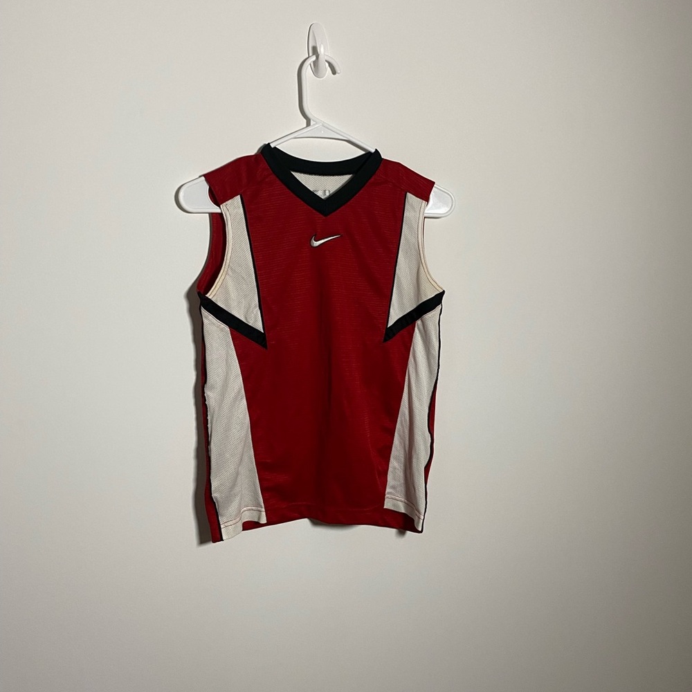 Nike Red and White Sleeveless Jersey